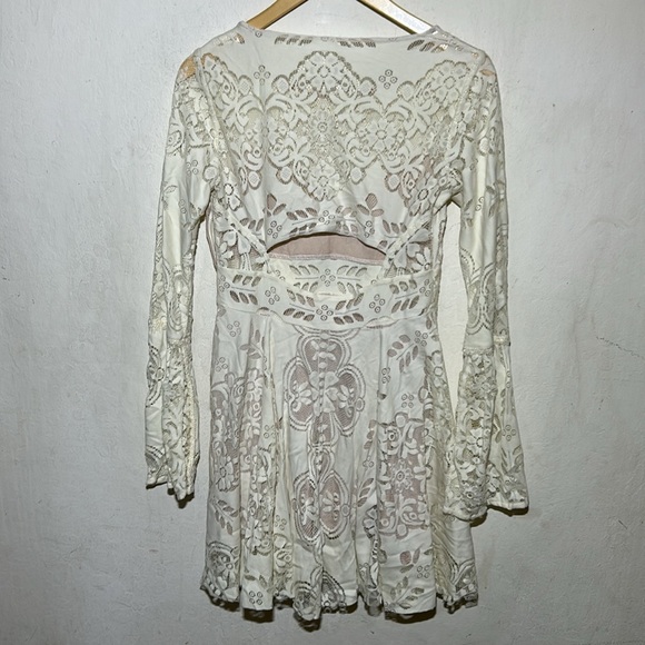 Free People Lace Lovers Dress Cream Size 4 - Picture 9 of 10